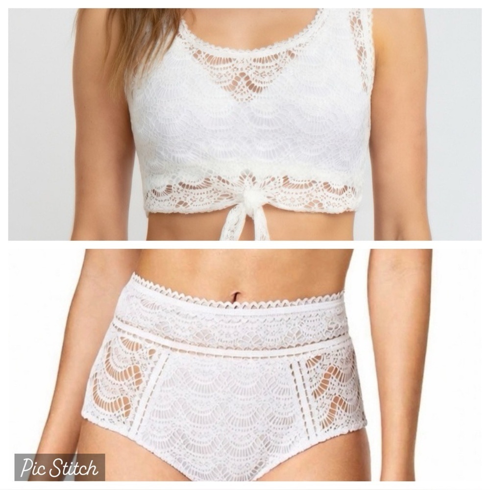 BECCA COLOR PLAY CROCHET 3 Pc BIKINI - 2 Pc Bikini Top + High-Waist Bottom